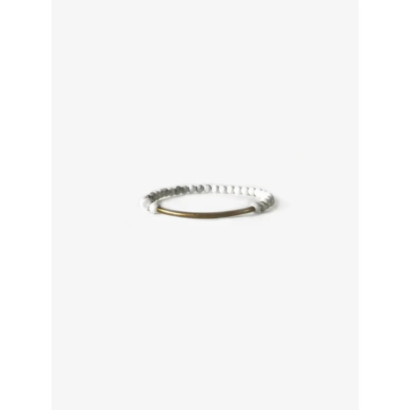 Tubular Bracelet | Branco - White Howlite Brass - Jewelry -