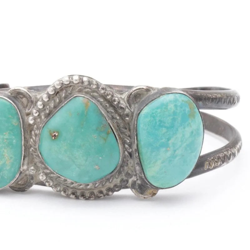 Turquoise 3-stone Cuff Bracelet | Vintage - Vintage - Dyed