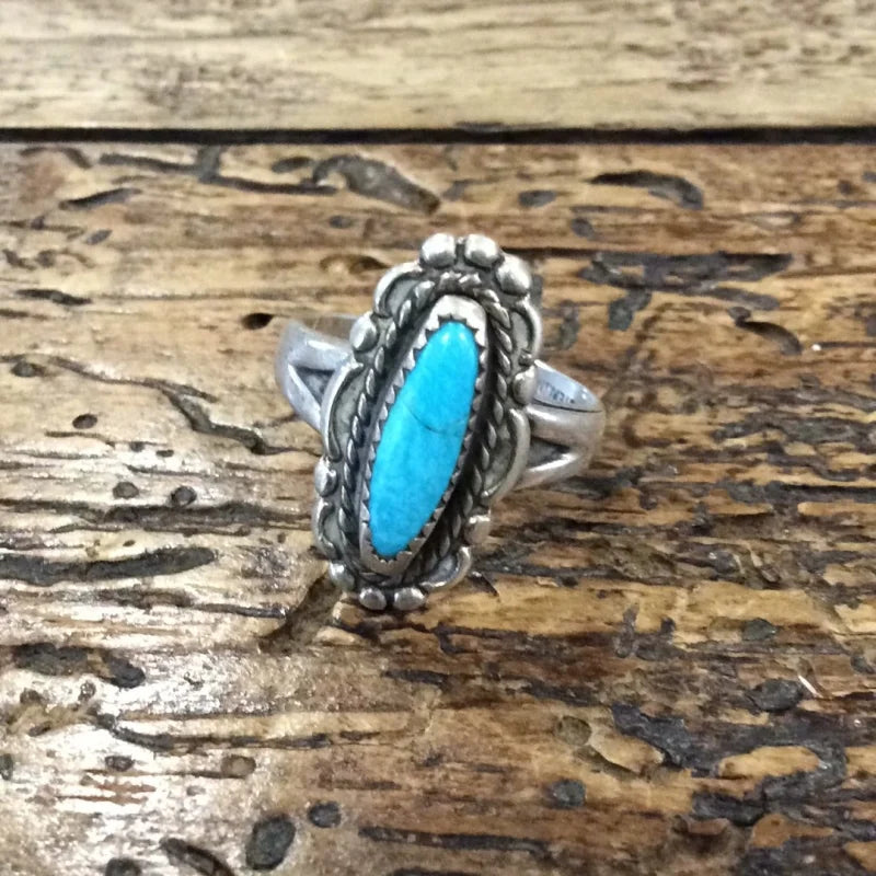 Turquoise W/ Decorative Border Ring | Vintage - Jewelry -