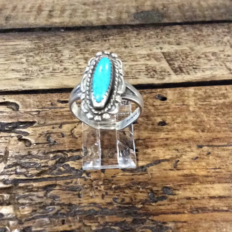 Turquoise W/ Decorative Border Ring | Vintage - Jewelry -