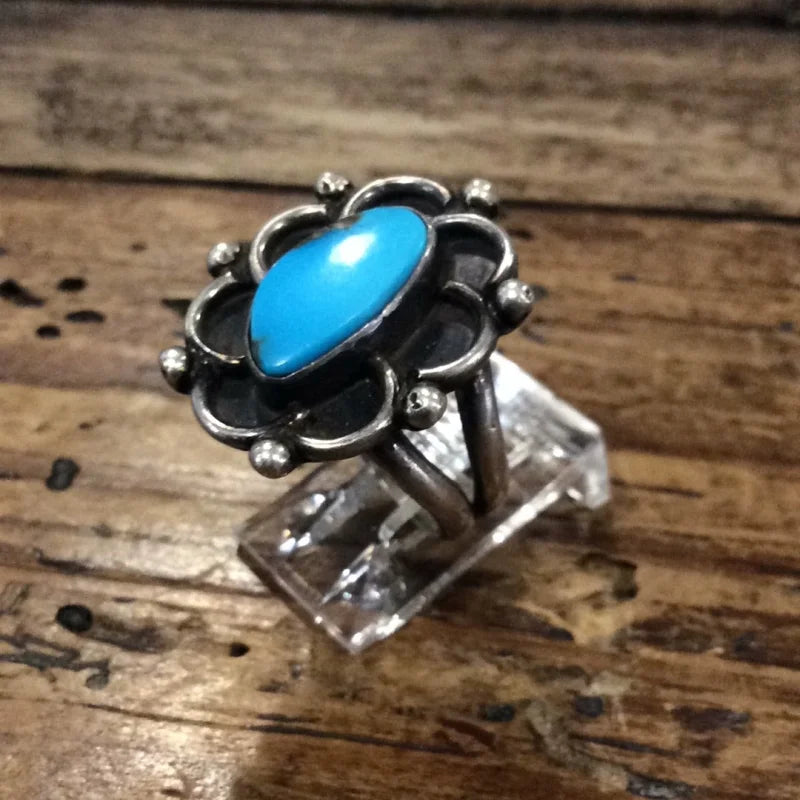Turquoise W/ Swirl Border Ring | Vintage - Jewelry - Lapis -