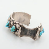 Silver cuff bracelet with turquoise stones, ideal as a turquoise watch cuff or watch cuff accessory