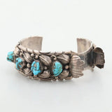 Silver cuff bracelet with turquoise stones for a stylish turquoise watch cuff accessory