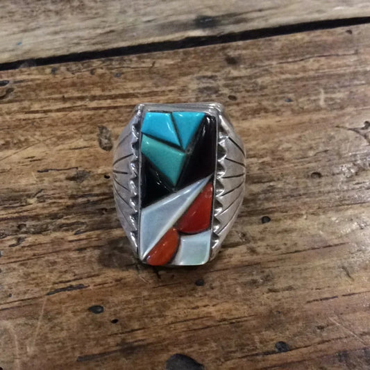 Zuni Multi-stone Geometric Ring | Vintage - Jewelry -